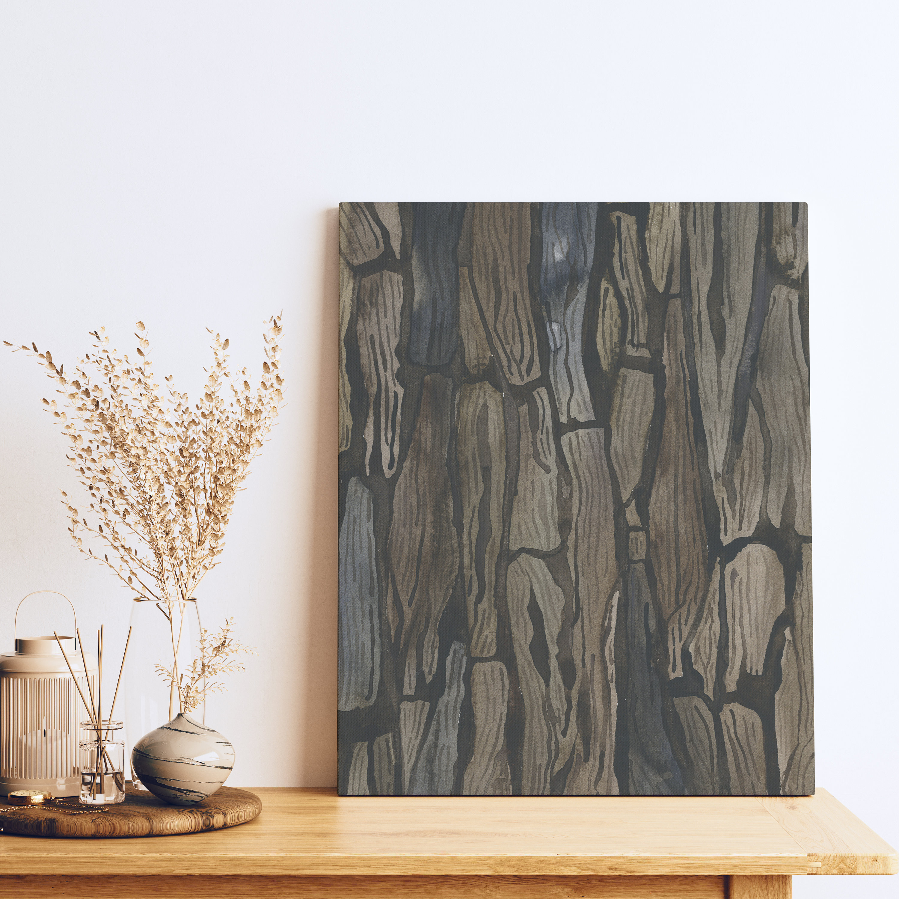 Bark Print | Tree Bark Painting for Modern Woodland Decor in Wood