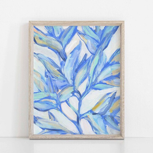 Coastal Wall Art Seaweed Print Modern Colorful Blue Turquoise Etsy