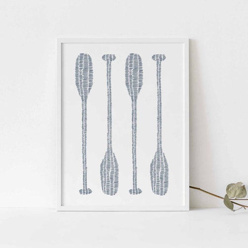 Set of 2 Paddle Prints Oar Decor Modern Nautical Lake House Etsy