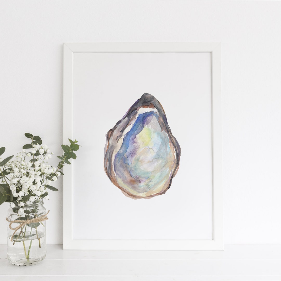 Oyster Wall Art Poster Watercolor Gulf Sea Shell Original Etsy