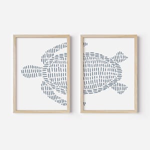 Sea Turtle Print Set | Modern Beach House Decor & Ocean-Inspired Diptych Art | "Sea Turtle Illustration" – Set of 2 – Art Prints or Canvases image 4