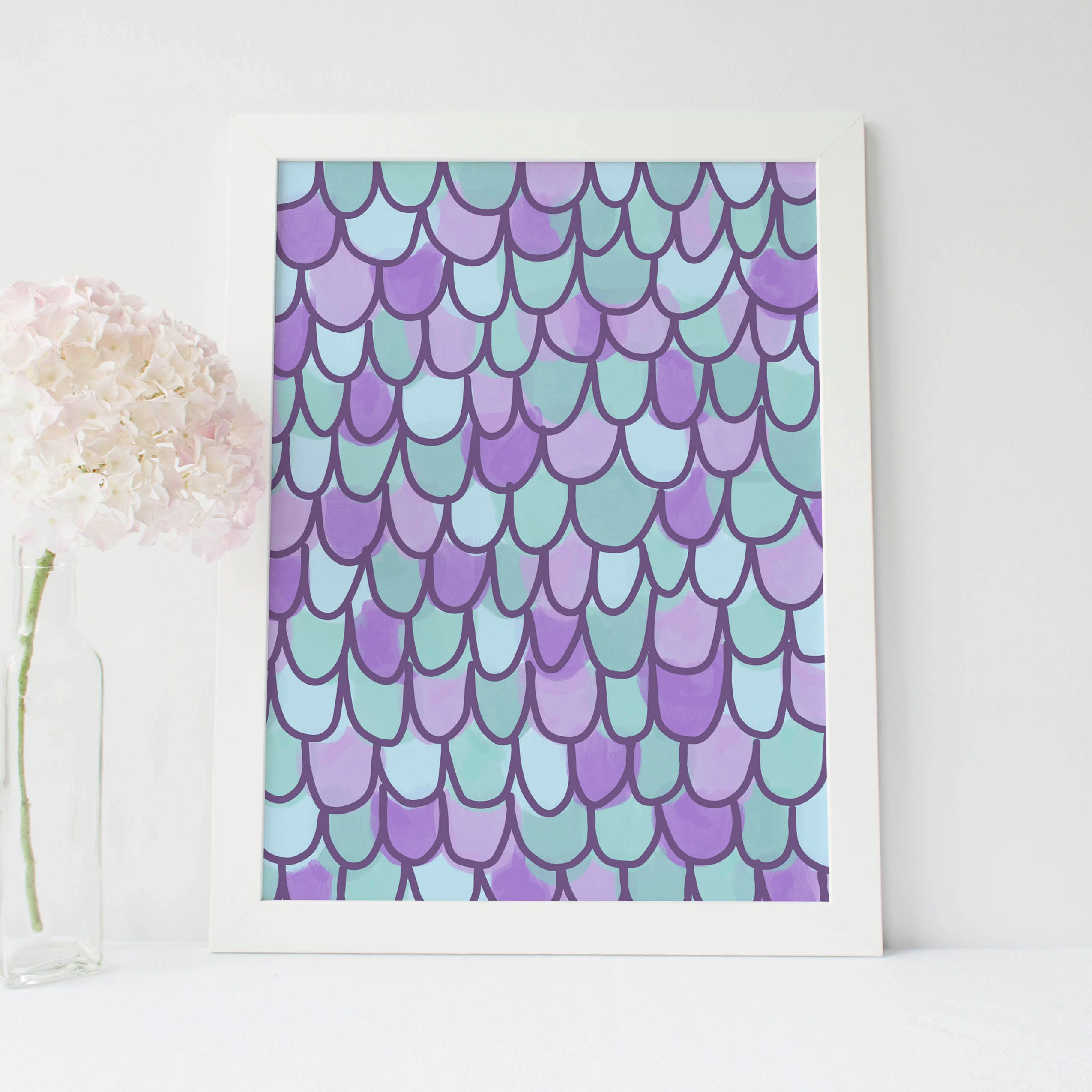 Mermaid Wall Art Purple Nursery Decor Wall Art Printables Etsy