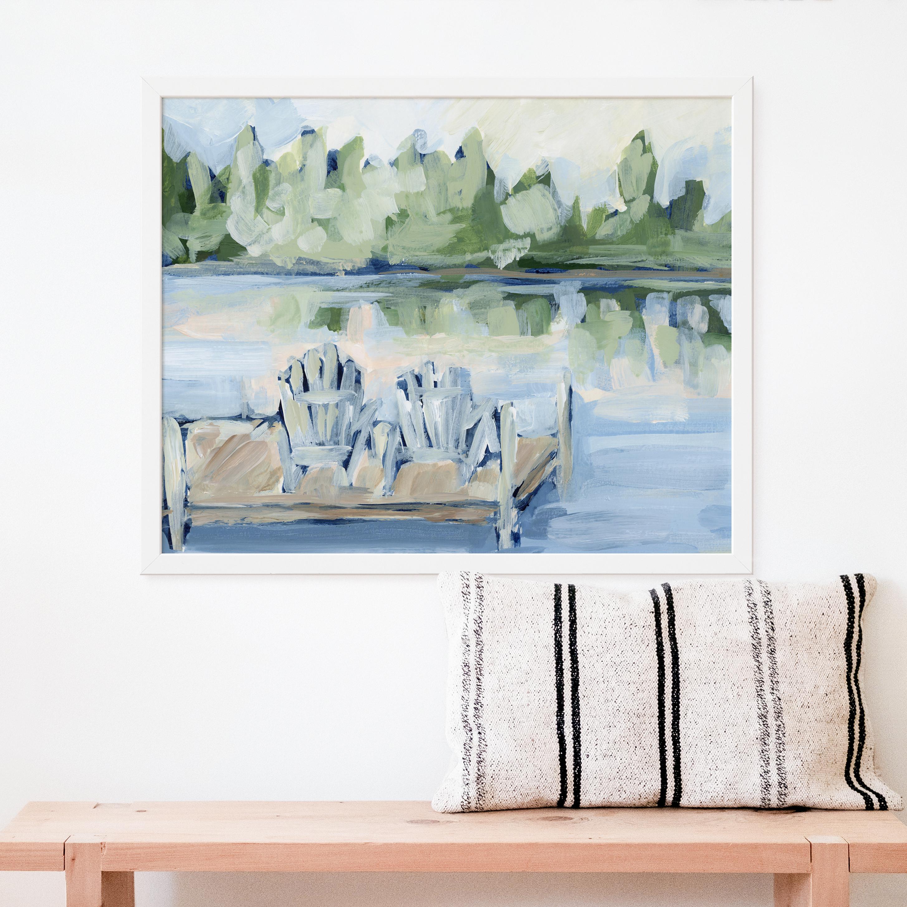 Lakefront Decor | Adirondack Chair Art, Lake Scene Landscape Painting for Cabin | "Adirondack Dreams" - Wall Art Print or Canvas