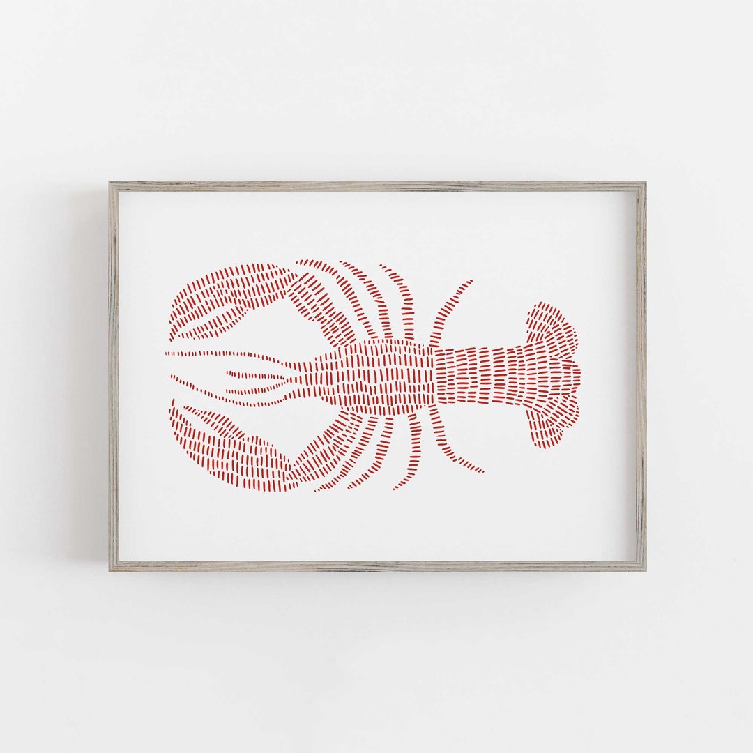 Lobster Print Modern Nautical Home Decor Coastal Nursery Maine Wall Art ...