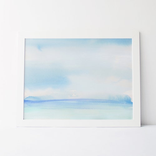 Coastal Painting Modern Beach House Decor Blue and White Etsy