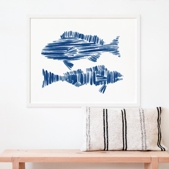 Deux Poissons Sous L'eau Dessinés à La Main Ligne Clip Art Pêche Contour Dessin Animé Doodle