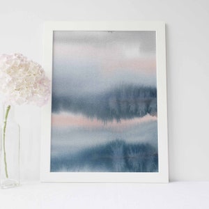 Abstract Watercolor Painting Large Blue and Pink Artwork Modern Poster Coastal Home Decor Art | "Candied Reflections" - Art Print or Canvas