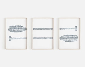 Nautical Wall Decor Oars Print Coastal Art Modern Lake House Set of 3 Paddle Nursery Art Triptych Artwork Blue and White Prints or Canvases
