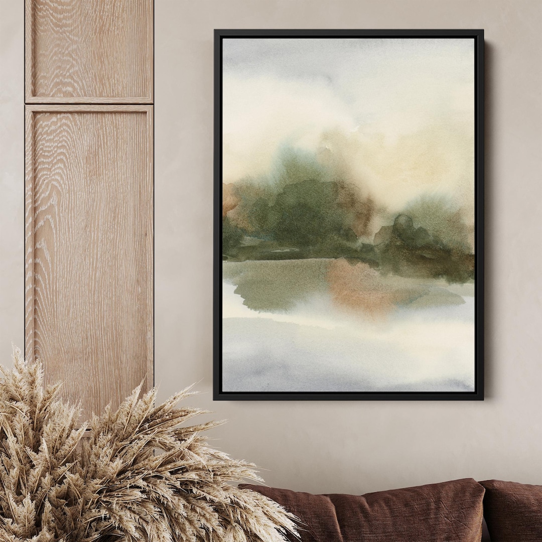 Abstract Lake Landscape Watercolor Painting | 