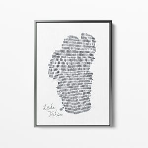 Lake Tahoe Karte Drucken | Nevada California Lake Map Schild für modernes Lakehouse Decor | "Lake Tahoe Map" - Kunstdruck oder Leinwanddruck."