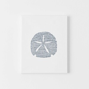 Modern Coastal Decor | Sand Dollar Art Print, Blue and White Minimalist Beach Artwork for Bathroom or Bedroom | "Minimalist Sand Dollar" image 5