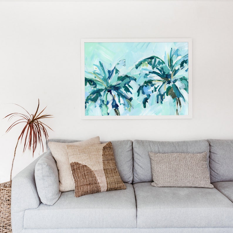 Palm Tree Art Tropical Painting Modern Beach House Wall Decor - Etsy
