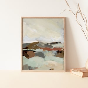 Arizona Desert Landscape | Neutral Beige Sagebrush Modern Nursery Abstract Southwestern Wall Art | &quot;Across the Desert&quot; – Art Print or Canvas