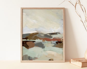 Arizona Desert Landscape Neutral Beige Sagebrush Modern Nursery Abstract Southwestern Wall Art | "Across the Desert" - Art Print or Canvas