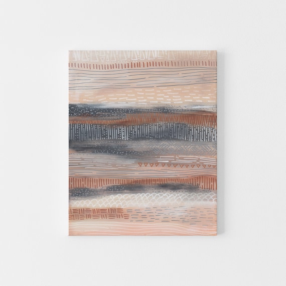 Southwestern Decor | Tribal Desert Abstract Maximalist California Warm Neutral Tones Wall Art | "Desert Canyons" – Art Print or Canvas