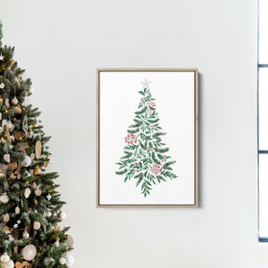 Christmas Tree Print Modern Holiday Decor Red and Green - Etsy