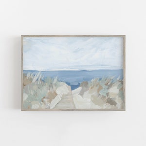 Coastal Wall Art | Beachscape Painting with Coastline Dunes, Watercolor Beach Decor | &quot;Path to the Sea&quot; - Art Print or Canvas