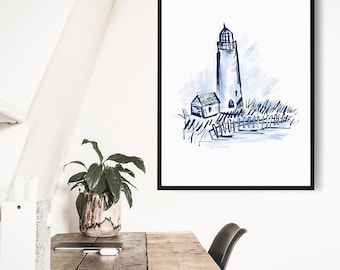 Lighthouse Nautical New England Wall Art | "The Coast Keeper" – Print or Canvas
