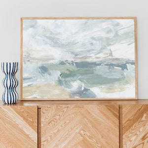 Seascape Art | Modern Beach House Abstract Coastal Decor with Ocean Painting | &quot;Choppy Seas&quot; - Art Print or Canvas