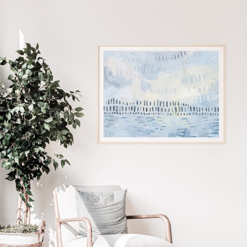 Coastal Painting Modern Beach House Decor Blue and White Etsy