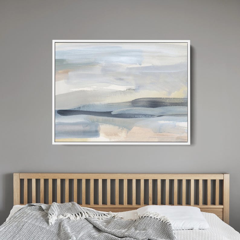Beach Print Ocean Art | Statement Painting in Slate Blue and Tan for Coastal Landscape Wall Art | "The Minimal Coast" – Art Print or Canvas image 11
