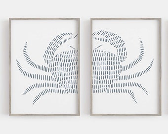 Crab Print Set Blue Crab Maryland Decor Modern Nautical Bathroom Diptych | "Blue Crab" - Set of 2 - Art Prints or Canvases