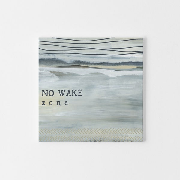 No Wake Zone Print Lake House Decor Modern Lakehouse Artwork Gift Idea Wall Art | "No Wake Zone" - Art Print or Canvas