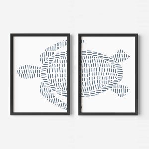 Sea Turtle Print Set | Modern Beach House Decor & Ocean-Inspired Diptych Art | "Sea Turtle Illustration" – Set of 2 – Art Prints or Canvases image 3