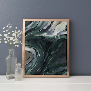 Green Abstract Art Modern Painting Dark Green Beige Gray Contemporary Forest Wall Art | "Undergrowth" - Art Print or Canvas