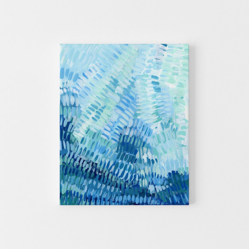 Turquoise and Blue Ocean Underwater Painting | Modern Beach Artwork for Coastal Wall Art | "Under the Tropical Sea" - Art Print or Canvas image 4