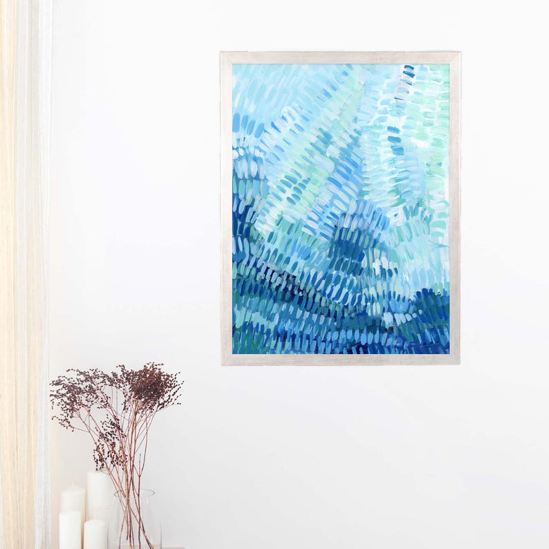 Turquoise and Blue Ocean Underwater Painting | Modern Beach Artwork for Coastal Wall Art | "Under the Tropical Sea" - Art Print or Canvas image 7