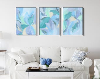 Abstract Floral Decor | "Wildflowers After Rain Triptych" – Set of 3 – Art Prints or Canvases