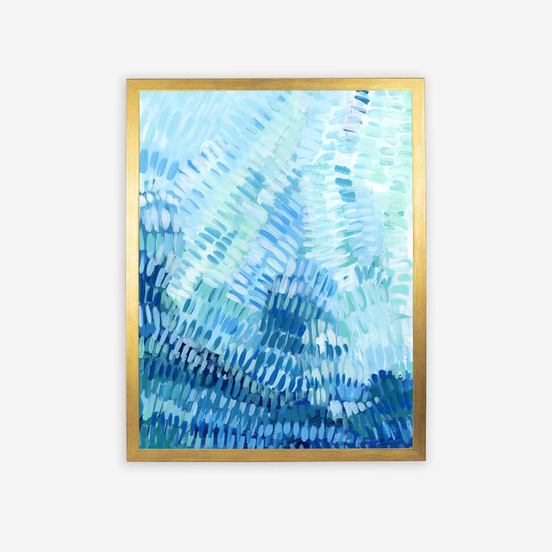 Turquoise and Blue Ocean Underwater Painting | Modern Beach Artwork for Coastal Wall Art | "Under the Tropical Sea" - Art Print or Canvas image 2