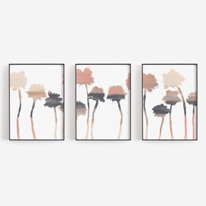 Palm Tree Set of Three Prints Modern Desert Decor Triptych Minimalist Boho | "Palm Springs, No. 2" - Set of 3 - Art Prints or Canvases