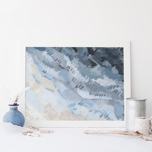 Ocean Print Surf Beach Painting Blue and Beige Coastal Wall Art | "Ocean Shallows, No. 2"  - Art Print or Canvas