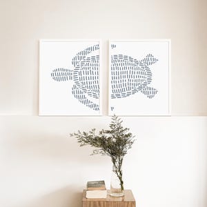 Sea Turtle Print Set | Modern Beach House Decor & Ocean-Inspired Diptych Art | "Sea Turtle Illustration" – Set of 2 – Art Prints or Canvases image 10