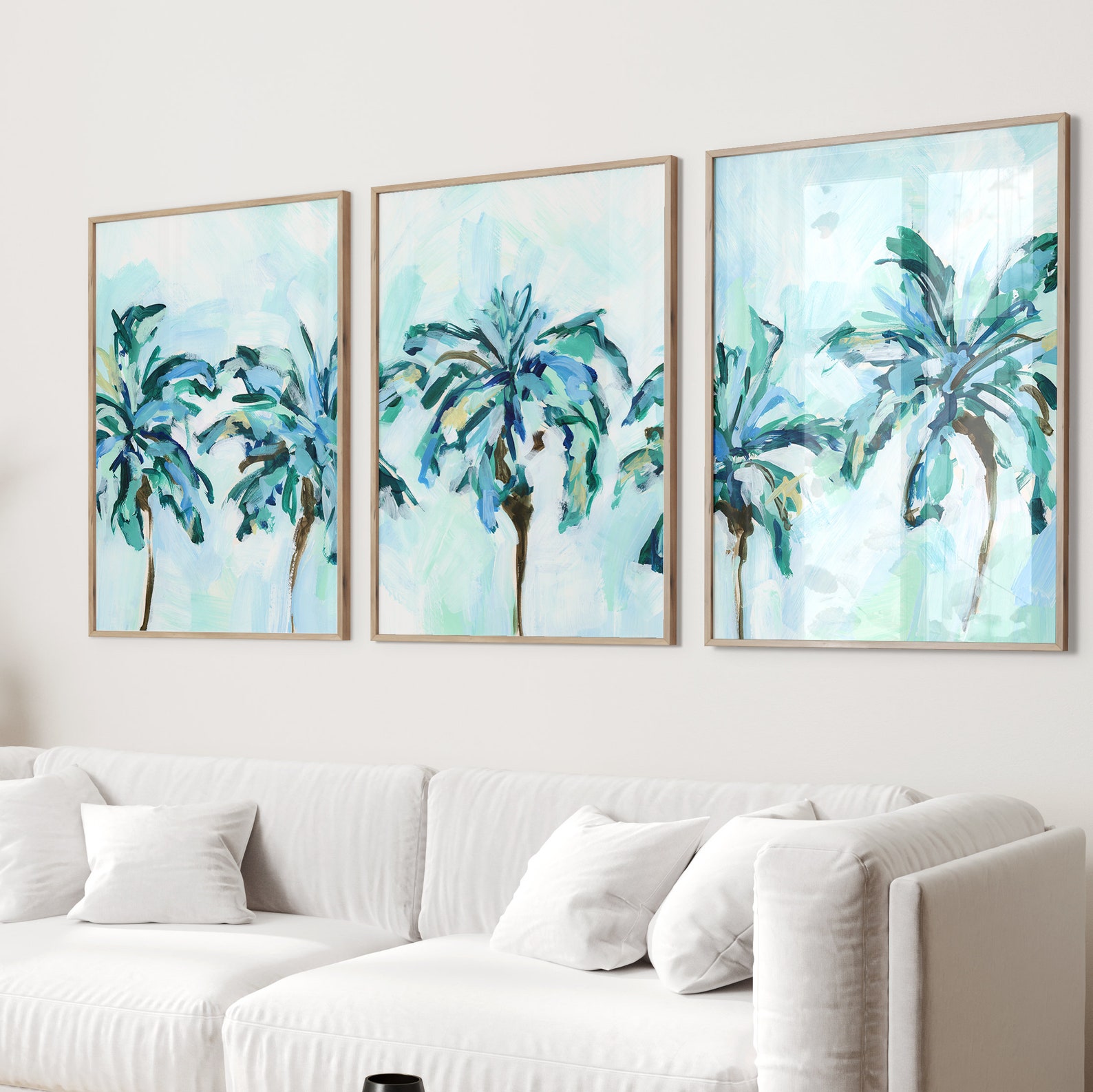 Palm Tree Print Set Tropical Painting Bright Caribbean Beach - Etsy