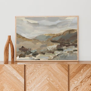 Autumn Landscape Art | Scotland Highlands Fall Foliage Scenic Painting in Neutral Muted Home Decor | &quot;Brittle Days&quot; - Art Print or Canvas