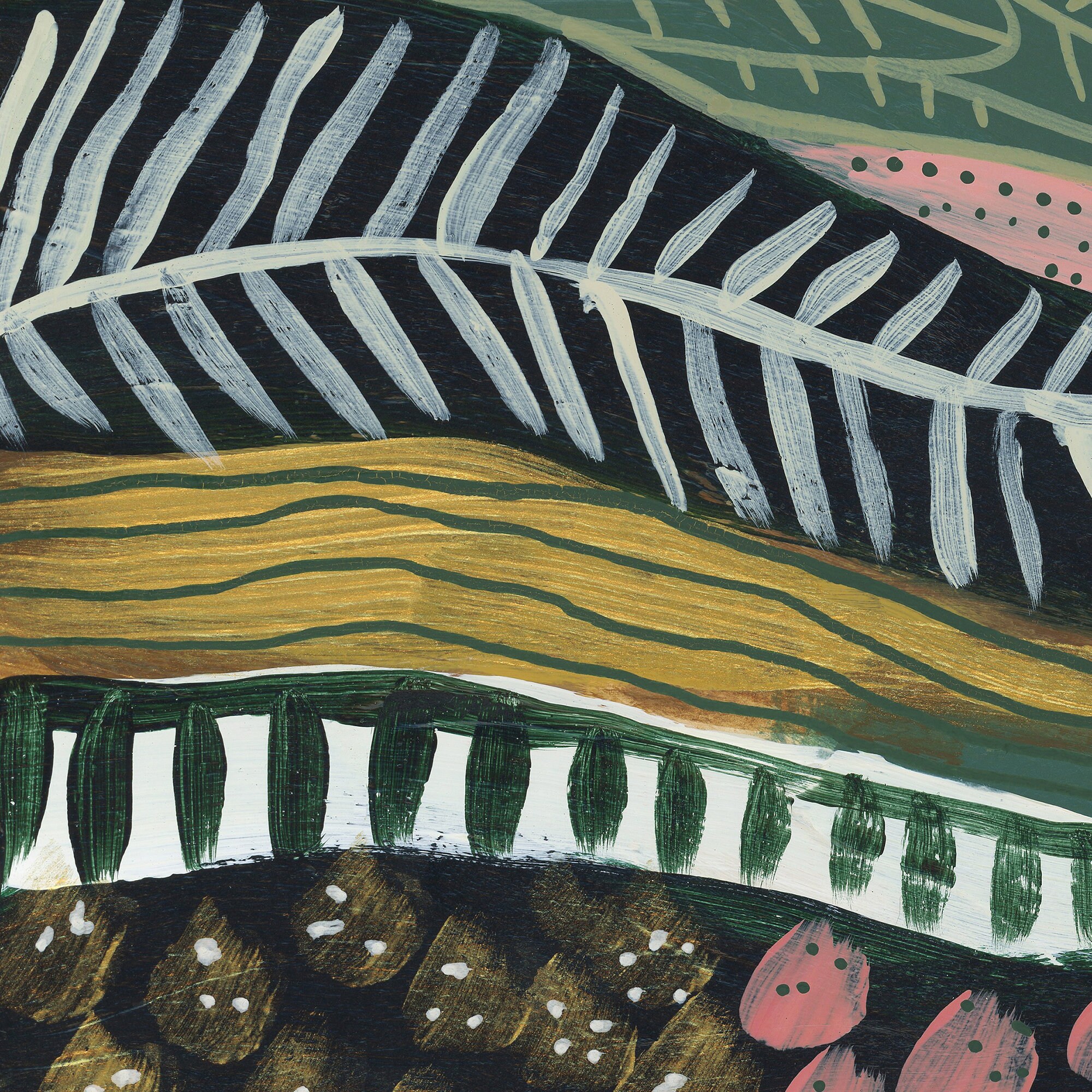 Jungle Painting Tropical Botanicals Artwork Green and Gold Etsy