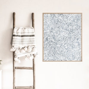 Starry Print Artwork | Blue and White Watercolor Night Sky Abstract Contemporary Wall Art | &quot;Blue and White Swirls&quot; – Art Print or Canvas
