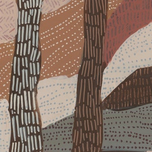 May include: Abstract painting with brown, white, and blue lines and dots. The painting has a textured look and feel.