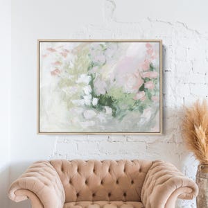 Abstract Chic Painting | Modern Floral Rose in Pink & Green for Trendy Gift for Her Wall Art | "Wildflower Slope" - Art Print or Canvas