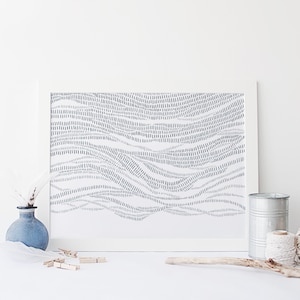 Coastal Wall Art Ocean Print Surfer Beach House Decor Abstract Blue and White Wall Art | "Modern Ocean Waves"  - Art Print or Canvas