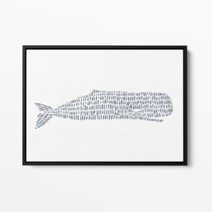 Coastal Decor | Nautical Wall Art with Whale Artwork in Slate Blue for Hamptons Style | "Sperm Whale Illustration" - Art Print or Canvas image 5