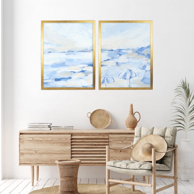 Coastal Painting Diptych | "August Daze" - Set of 2 - Art Prints or Canvases image 7