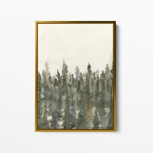 Forest Painting Tree Line Art Print Ethereal Fog Misty Woodland Giclee Art Forest Watercolor Landscape, No. 4 Art Print or Canvas image 2