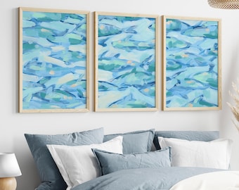 Blue Fish Triptych | "Beneath the Surface - Set of 3" – Art Print or Canvas