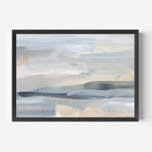 Beach Print Ocean Art | Statement Painting in Slate Blue and Tan for Coastal Landscape Wall Art | "The Minimal Coast" – Art Print or Canvas image 4