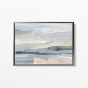 Beach Print Ocean Art | Statement Painting in Slate Blue and Tan for Coastal Landscape Wall Art | "The Minimal Coast" – Art Print or Canvas image 2