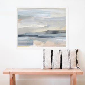 Beach Print Ocean Art | Statement Painting in Slate Blue and Tan for Coastal Landscape Wall Art | "The Minimal Coast" – Art Print or Canvas image 10